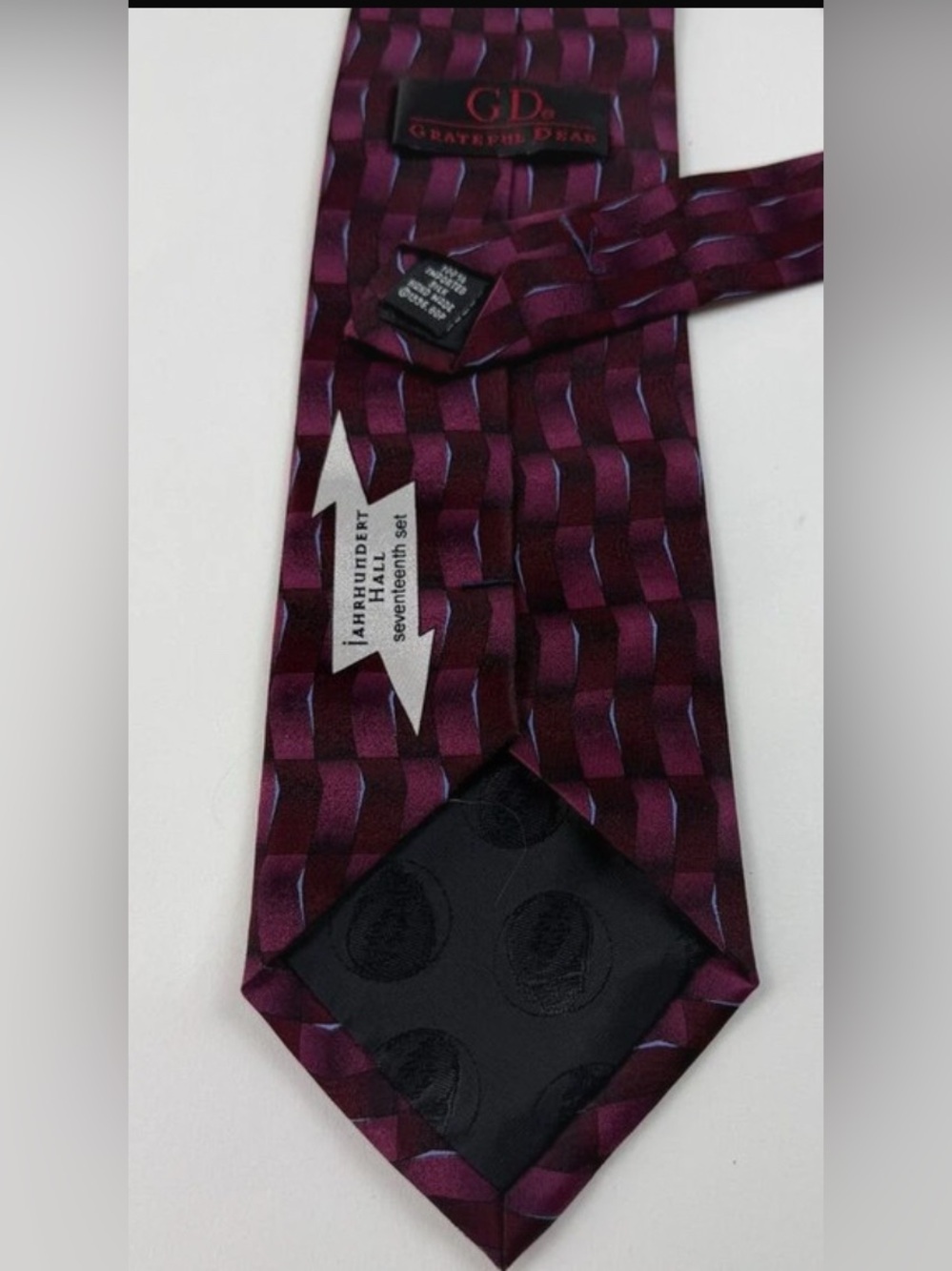 Grateful Dead Black Maroon Silk Tie Jahrhunderthal Hall 17th Set Necktie - Picture 5 of 9